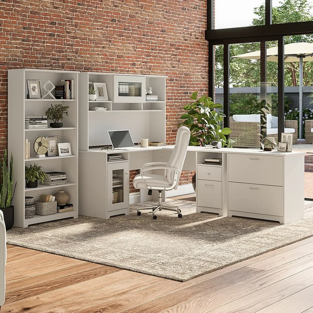 L-Desks*Bush Furniture Cabot 60"W L Shaped Computer Desk with Storage, (WC31930K) White