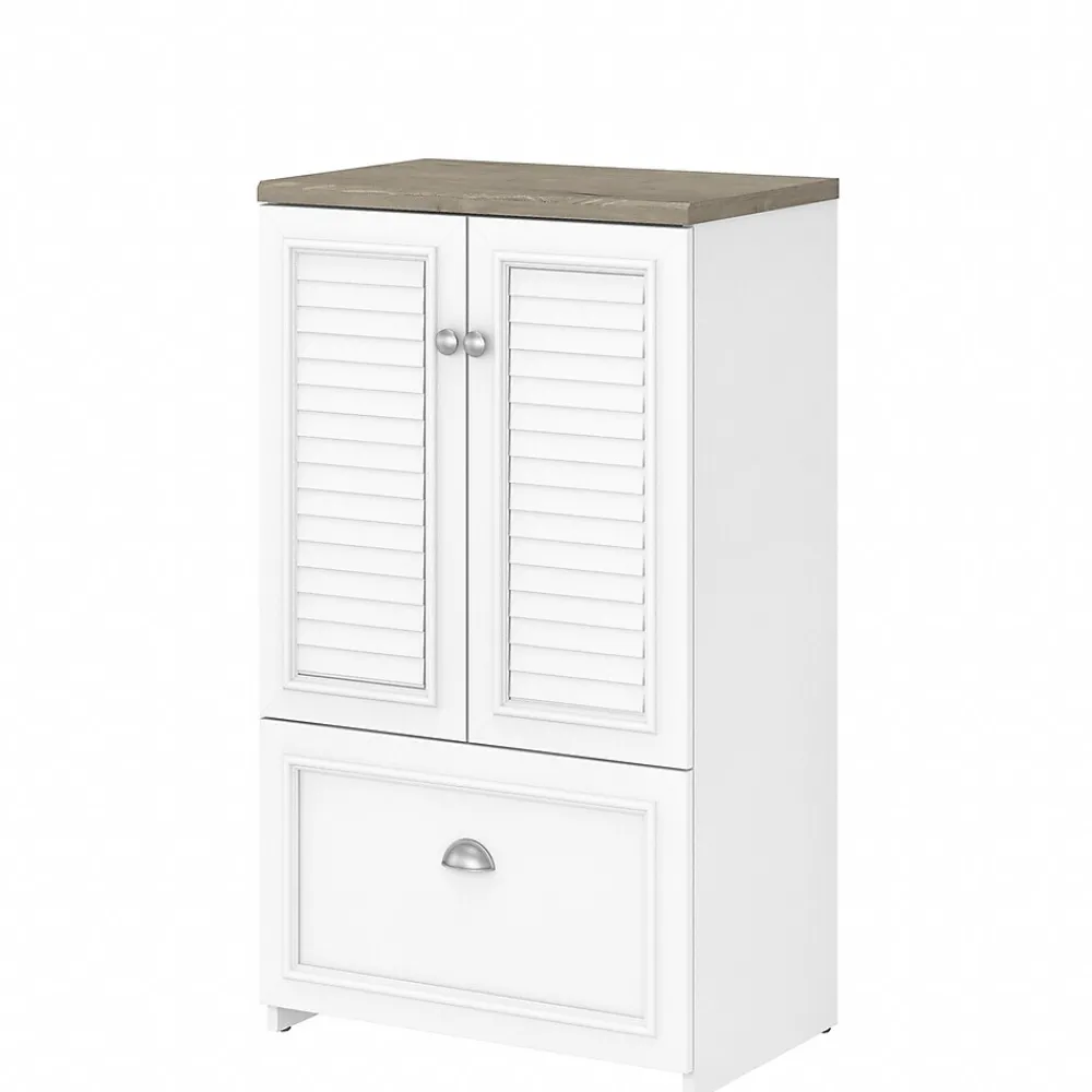 Storage Cabinets*Bush Furniture Fairview 41.69" Storage Cabinet with 3 Shelves, (WC53680-03) Shiplap Gray/Pure White