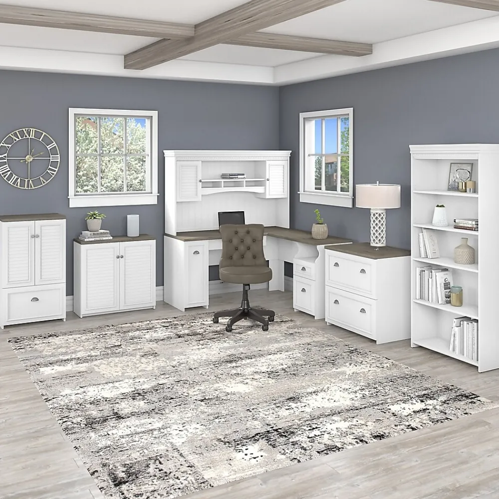 Storage Cabinets*Bush Furniture Fairview 41.69" Storage Cabinet with 3 Shelves, (WC53680-03) Shiplap Gray/Pure White