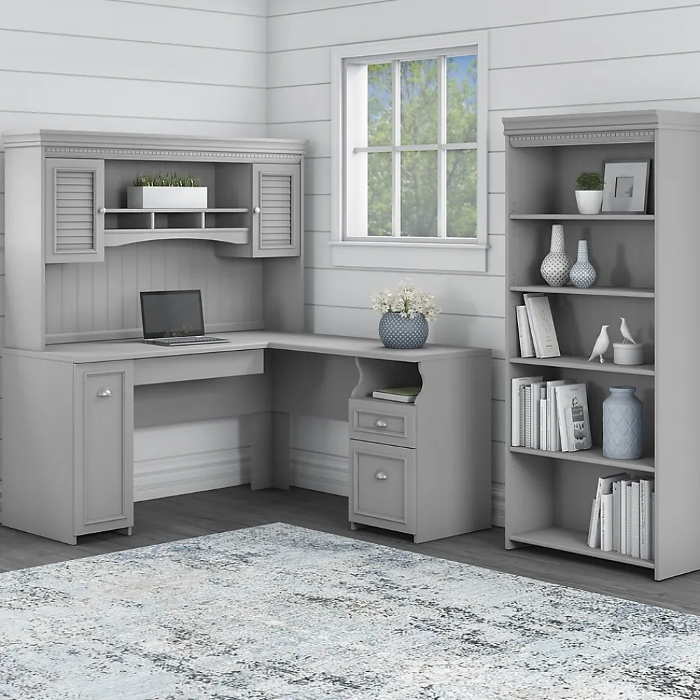 Bookcases*Bush Furniture Fairview 69"H 5-Shelf Bookcase with Adjustable Shelves, Laminated Wood (WC53565-03) Cape Cod Gray