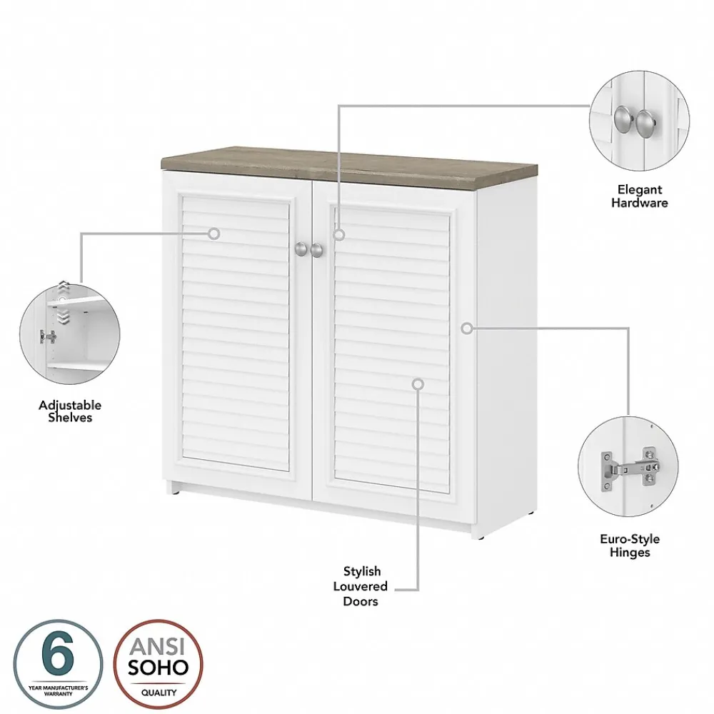 L-Desks*Bush Furniture Fairview 60"W L Shaped Desk with Hutch, Bookcase, Storage and File Cabinets, (FV014G2W) Shiplap Gray/Pure White