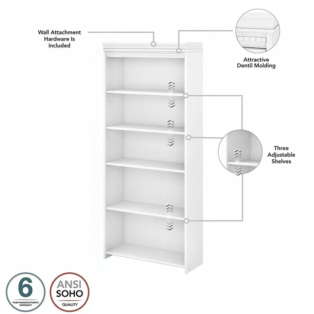 L-Desks*Bush Furniture Fairview 60"W L Shaped Desk with Hutch, Bookcase, Storage and File Cabinets, (FV014G2W) Shiplap Gray/Pure White