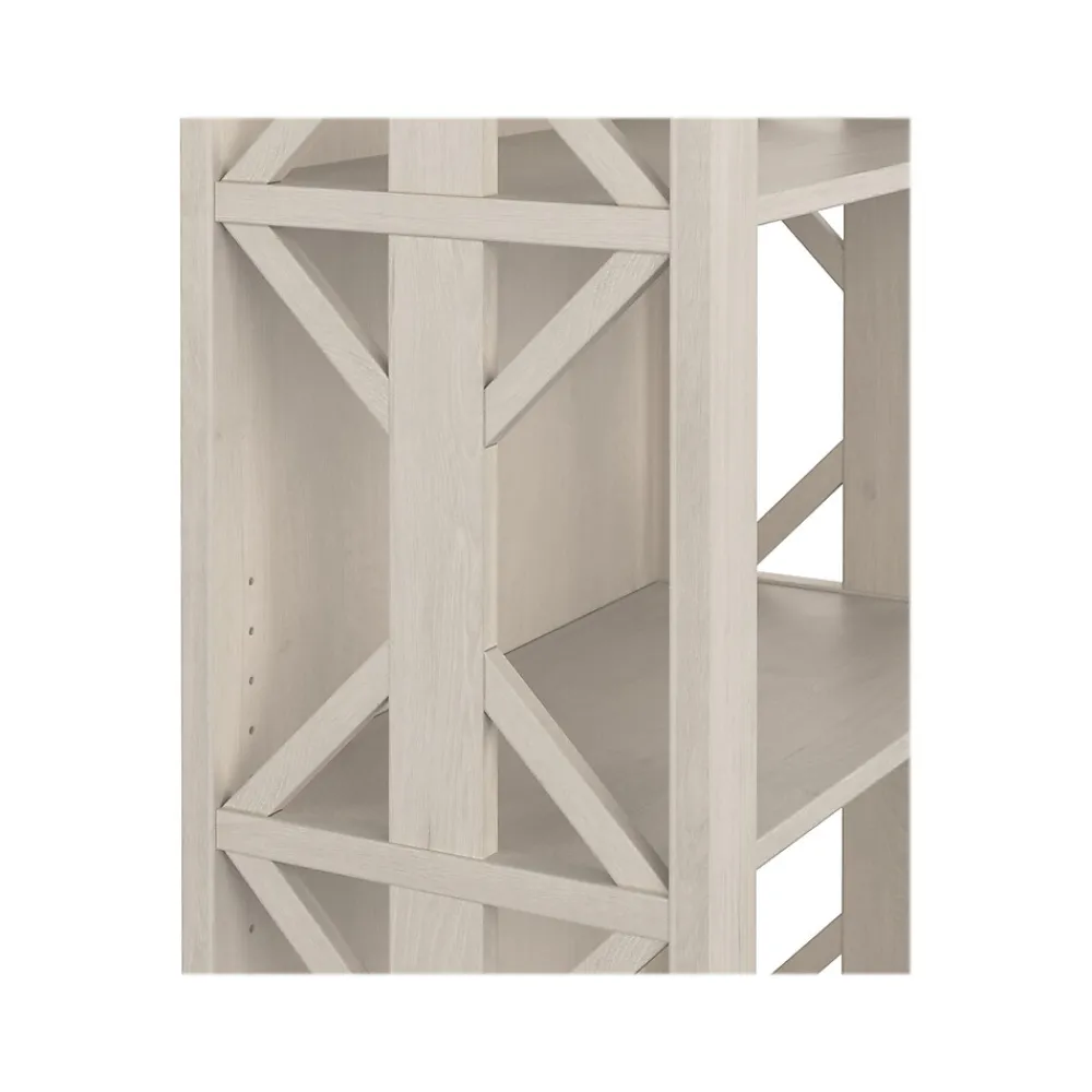 Bookcases*Bush Furniture Homestead 66.3"H 4-Shelf Bookcase with Adjustable Shelves, Linen White Oak Laminated Wood (HOB166LW-03)