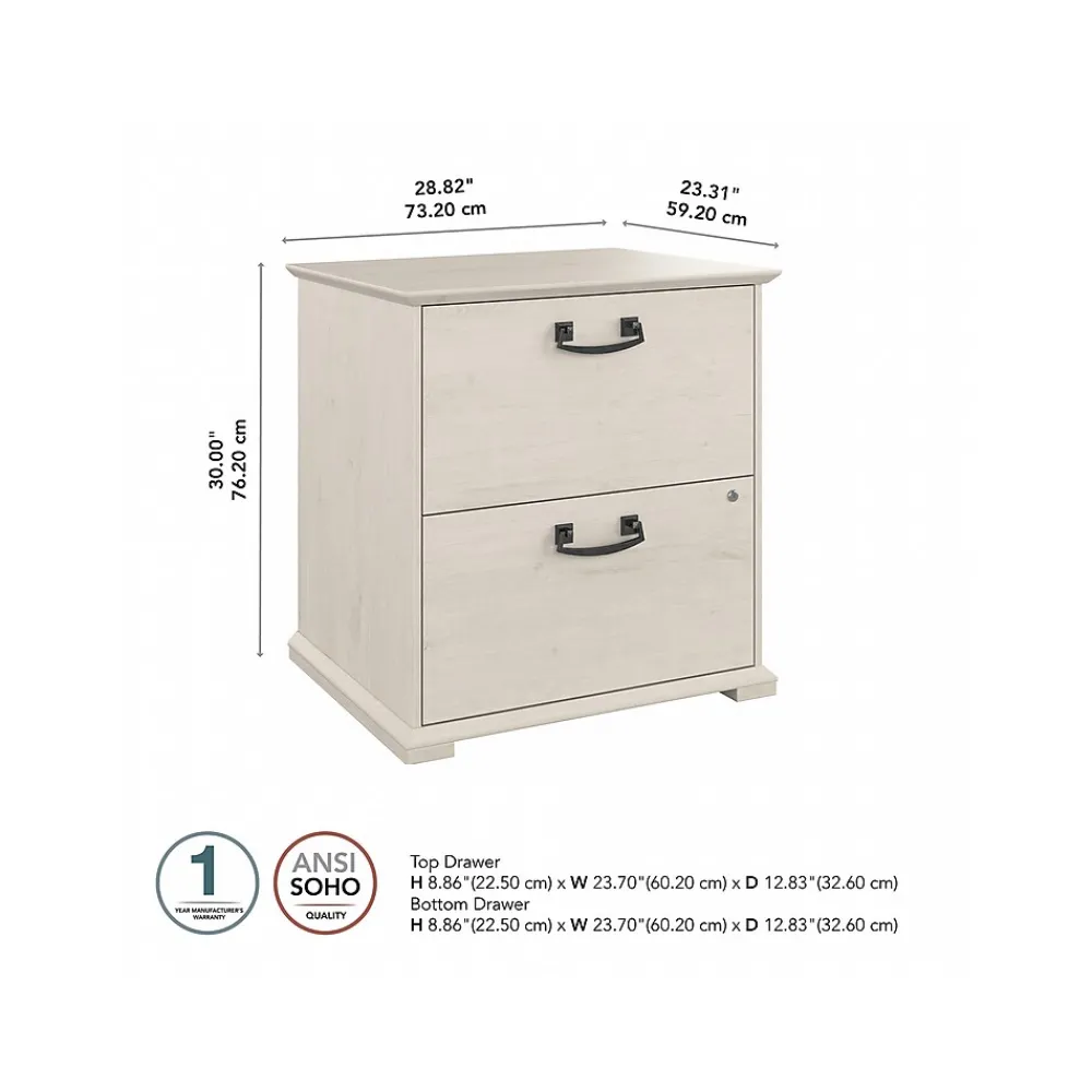 File Cabinets*Bush Furniture Homestead 2-Drawer Lateral File Cabinet, Letter/Legal Size, Lockable, Linen White Oak (HOF129LW-Z)