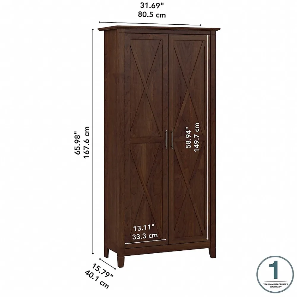 Storage Cabinets*Bush Furniture Key West 65.98" Tall Storage Cabinet with Doors and 5 Shelves, Bing Cherry (KWS266BC-03)