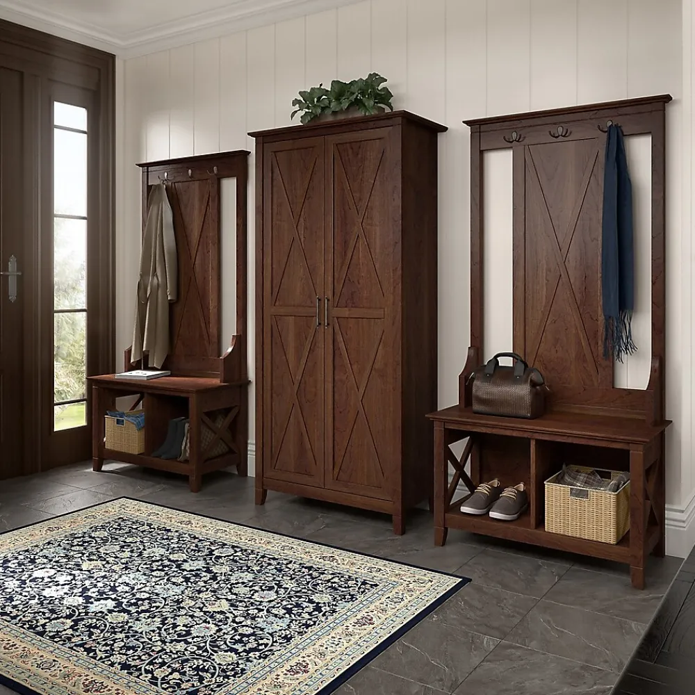 Storage Cabinets*Bush Furniture Key West 65.98" Tall Storage Cabinet with Doors and 5 Shelves, Bing Cherry (KWS266BC-03)
