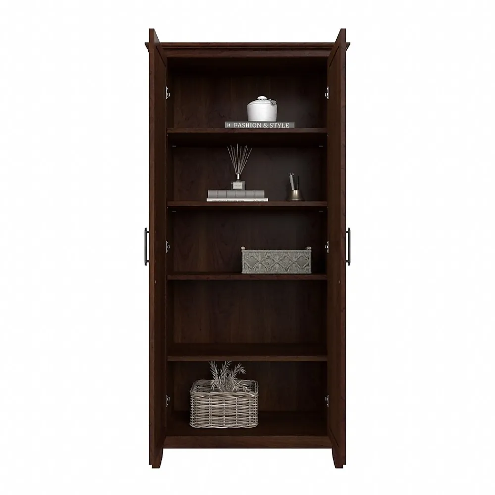 Storage Cabinets*Bush Furniture Key West 65.98" Tall Storage Cabinet with Doors and 5 Shelves, Bing Cherry (KWS266BC-03)