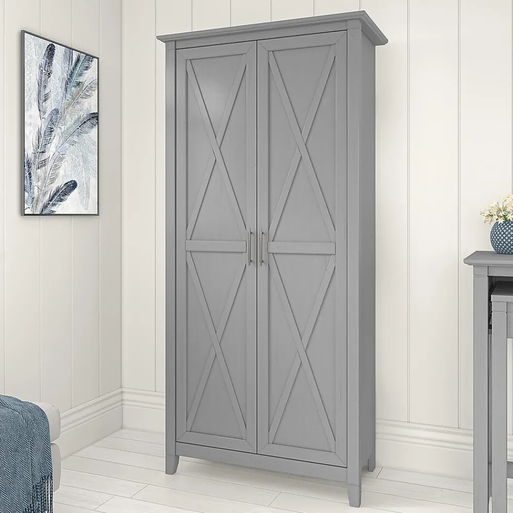 Storage Cabinets*Bush Furniture Key West 66" Tall Storage Cabinet with Doors and 5 Shelves, Cape Cod Gray (KWS266CG-03)