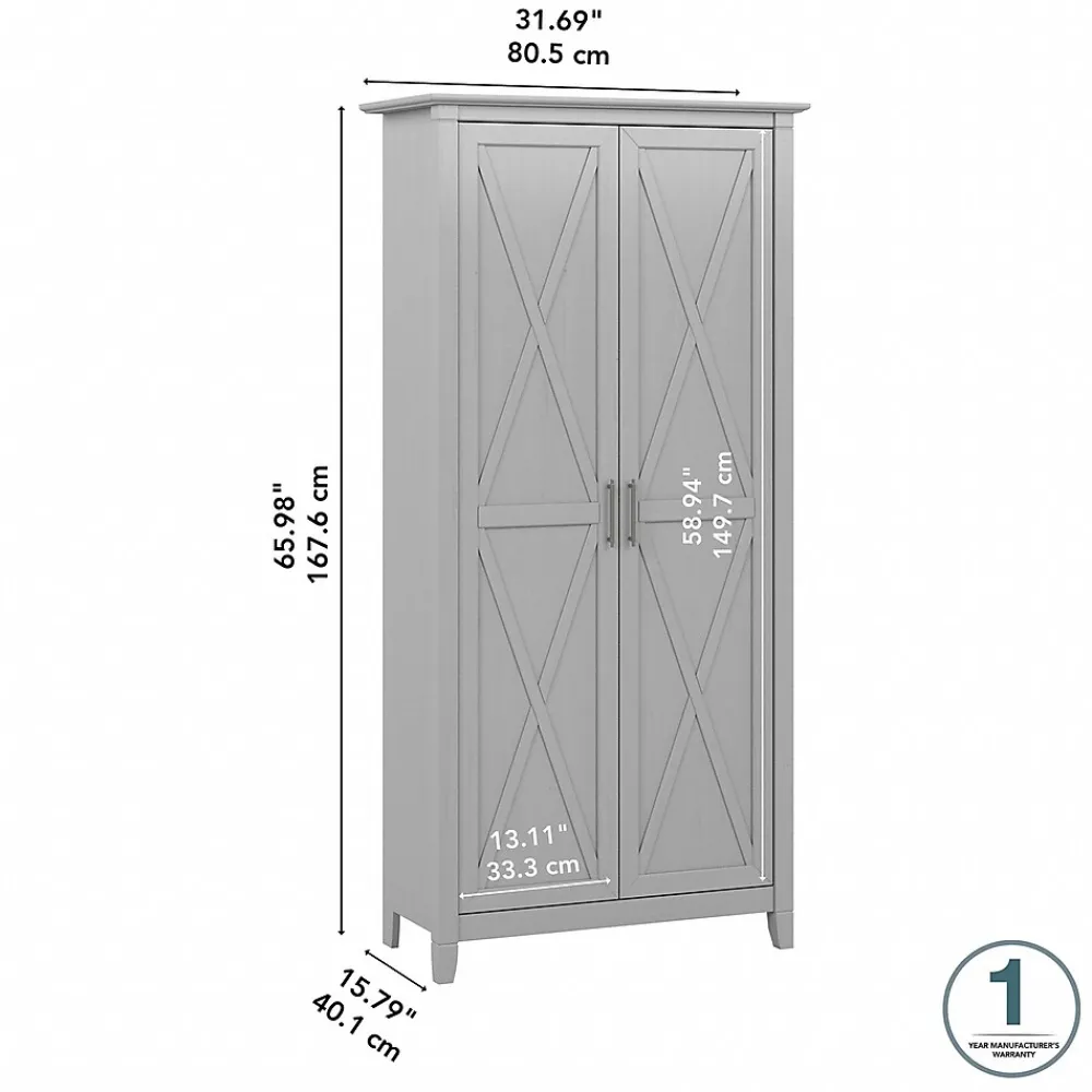 Storage Cabinets*Bush Furniture Key West 66" Tall Storage Cabinet with Doors and 5 Shelves, Cape Cod Gray (KWS266CG-03)