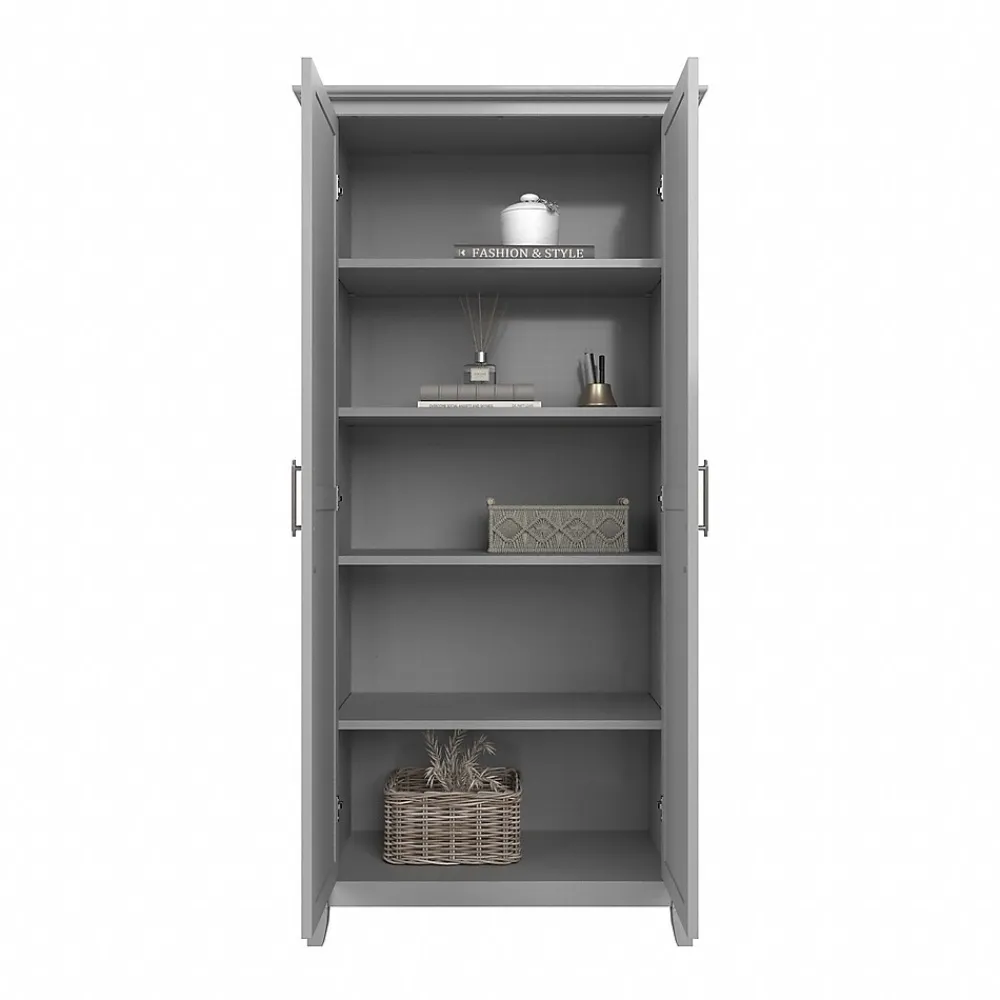 Storage Cabinets*Bush Furniture Key West 66" Tall Storage Cabinet with Doors and 5 Shelves, Cape Cod Gray (KWS266CG-03)