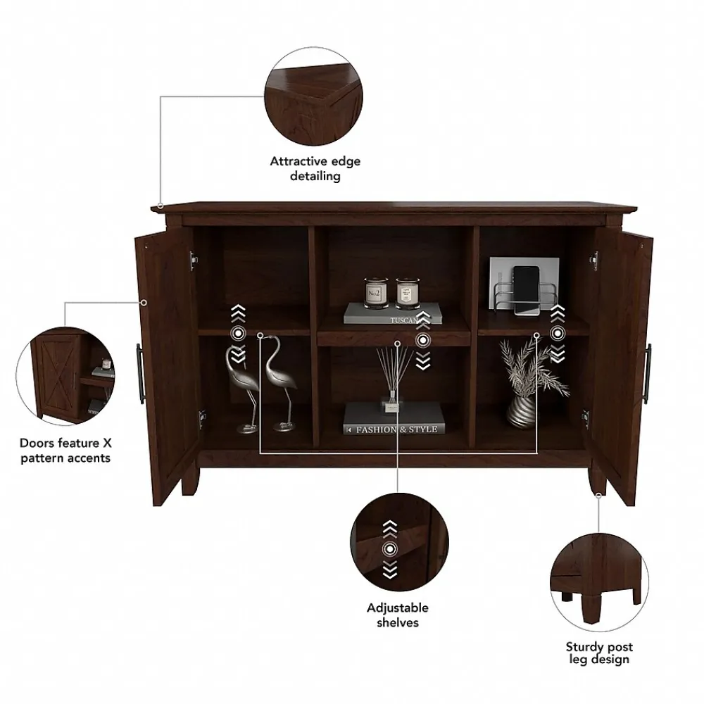 Storage Cabinets*Bush Furniture Key West 30" Accent Cabinet with Doors and 4 Shelves, (KWS146BC-03) Bing Cherry