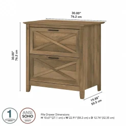 File Cabinets*Bush Furniture Key West 2-Drawer Lateral File Cabinet, Letter/Legal, Reclaimed Pine, 30