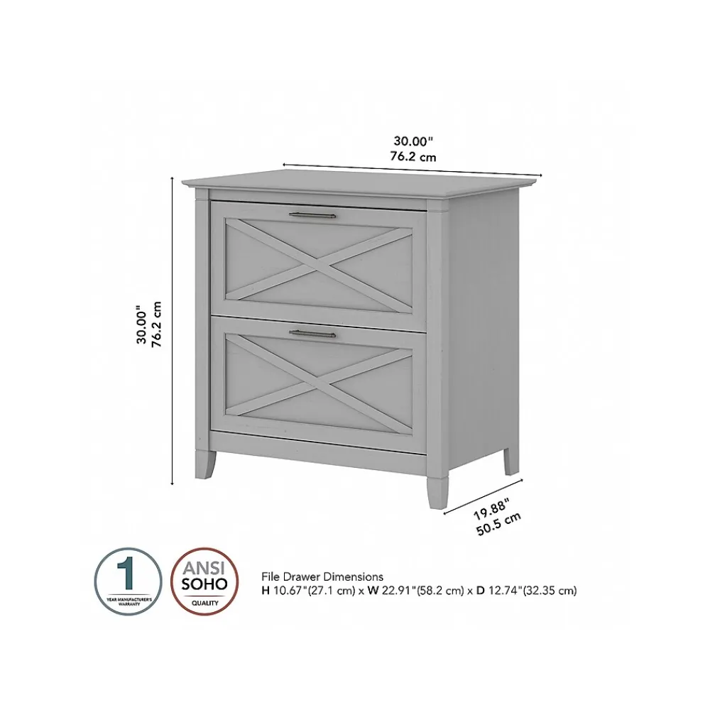 File Cabinets*Bush Furniture Key West 2-Drawer Lateral File Cabinet, Letter/Legal, Cape Cod Gray, 30" (KWF130CG-03)