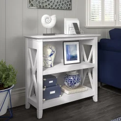 Bookcases*Bush Furniture Key West 30"H 2-Shelf Bookcase with Adjustable Shelf, Pure White Oak (KWB124WT-03)