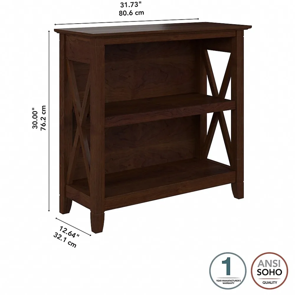 Bookcases*Bush Furniture Key West 30"H 2-Shelf Bookcase with Adjustable Shelf, Bing Cherry (KWB124BC-03)