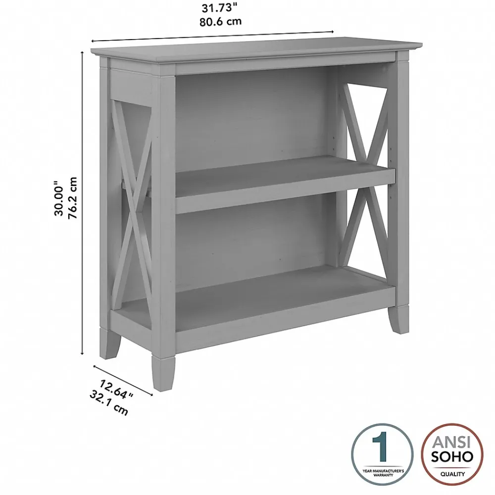Bookcases*Bush Furniture Key West 30"H 2-Shelf Bookcase with Adjustable Shelf, Cape Cod Gray (KWB124CG-03)