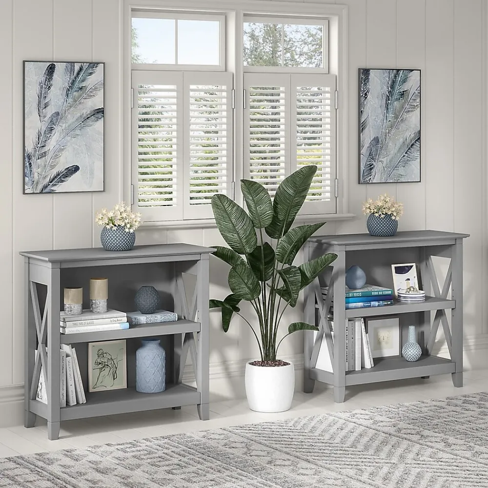 Bookcases*Bush Furniture Key West 30"H 2-Shelf Bookcase with Adjustable Shelf, Cape Cod Gray (KWB124CG-03)