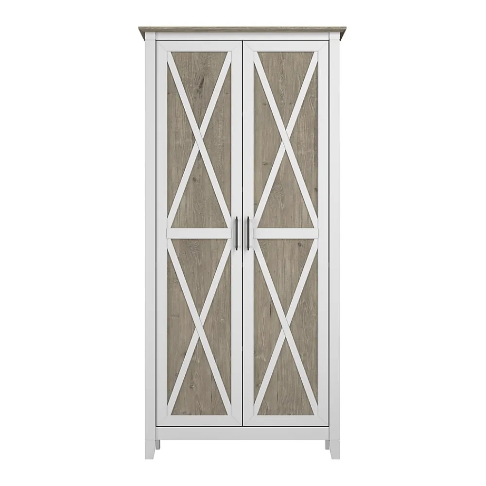 Storage Cabinets*Bush Business Furniture Bush Furniture Key West 65.98"H Storage Cabinet with 5 Shelves, Shiplap Gray (KWS266G2W-03)
