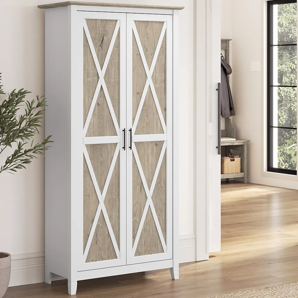 Storage Cabinets*Bush Business Furniture Bush Furniture Key West 65.98"H Storage Cabinet with 5 Shelves, Shiplap Gray (KWS266G2W-03)