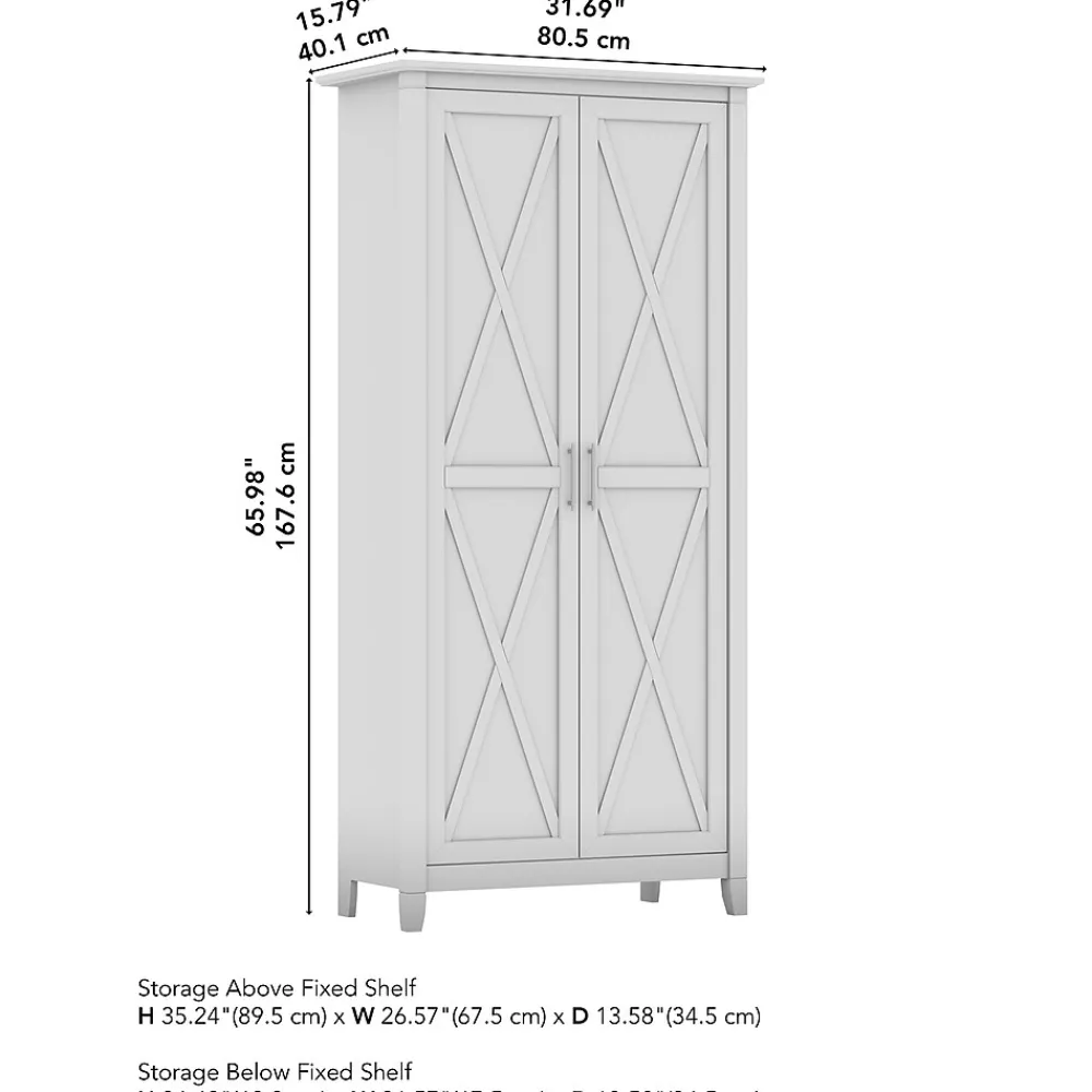 Storage Cabinets*Bush Business Furniture Bush Furniture Key West 65.98"H Storage Cabinet with 5 Shelves, Shiplap Gray (KWS266G2W-03)
