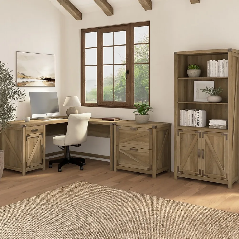 Bookcases*Bush Furniture Knoxville 72"H 5-Shelf Bookcase with Doors, Reclaimed Pine (CGB132RCP-03)