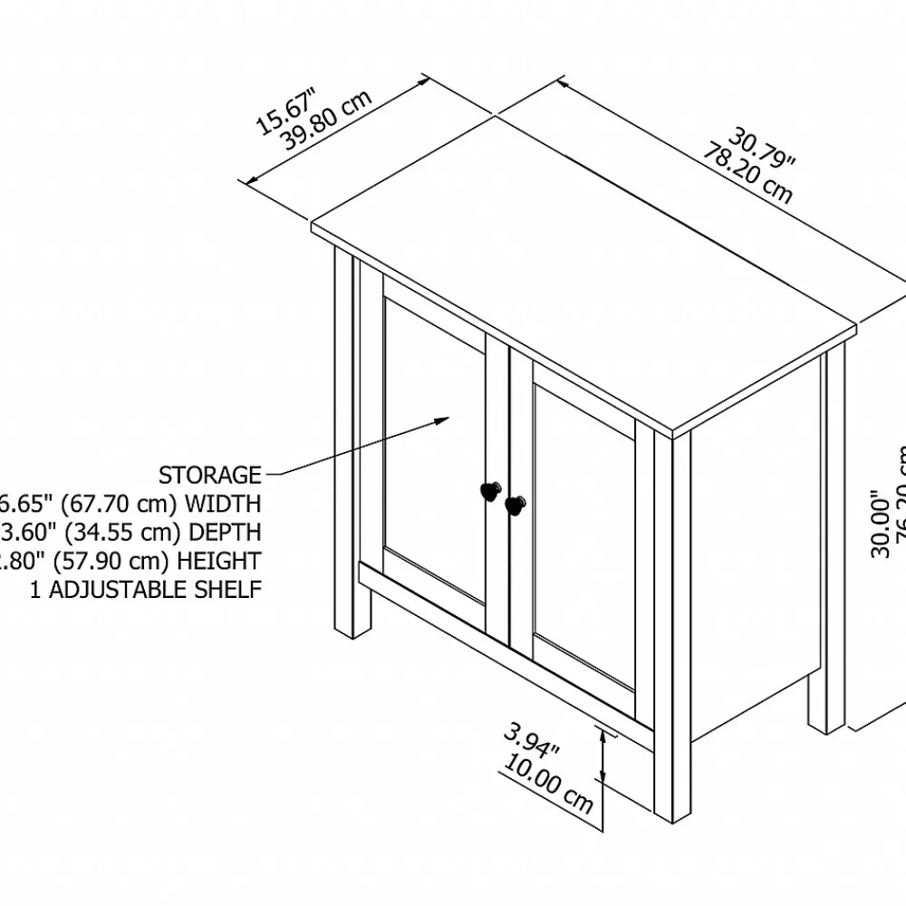 Storage Cabinets*Bush Furniture Mayfield 30" Storage Cabinet with 2 Shelves, Pure White/Shiplap Gray (MAS131GW2-03)