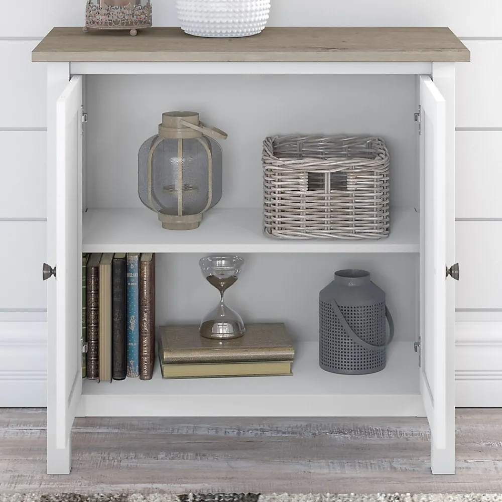 Storage Cabinets*Bush Furniture Mayfield 30" Storage Cabinet with 2 Shelves, Pure White/Shiplap Gray (MAS131GW2-03)