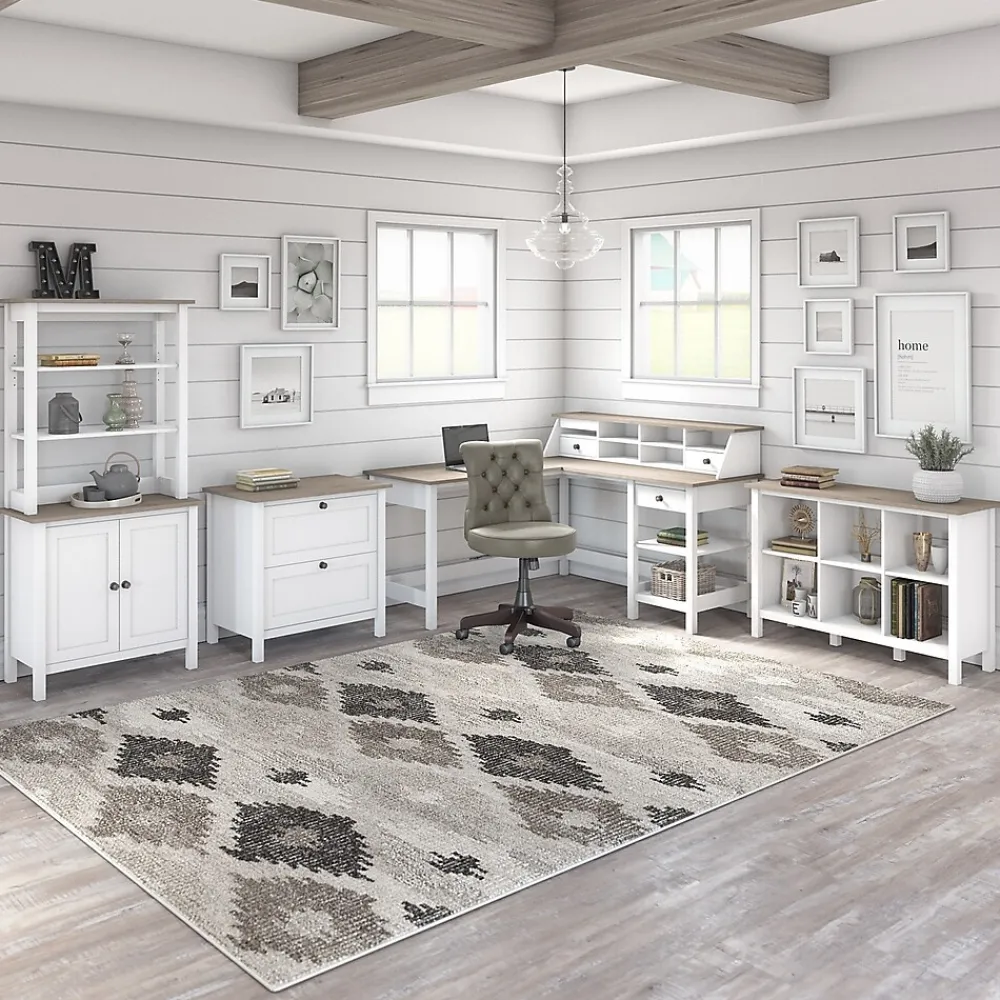 Bookcases*Bush Furniture Mayfield 30"H 3-Shelf Cube Bookcase, Pure White/Shiplap Gray (MAB145GW2-03)