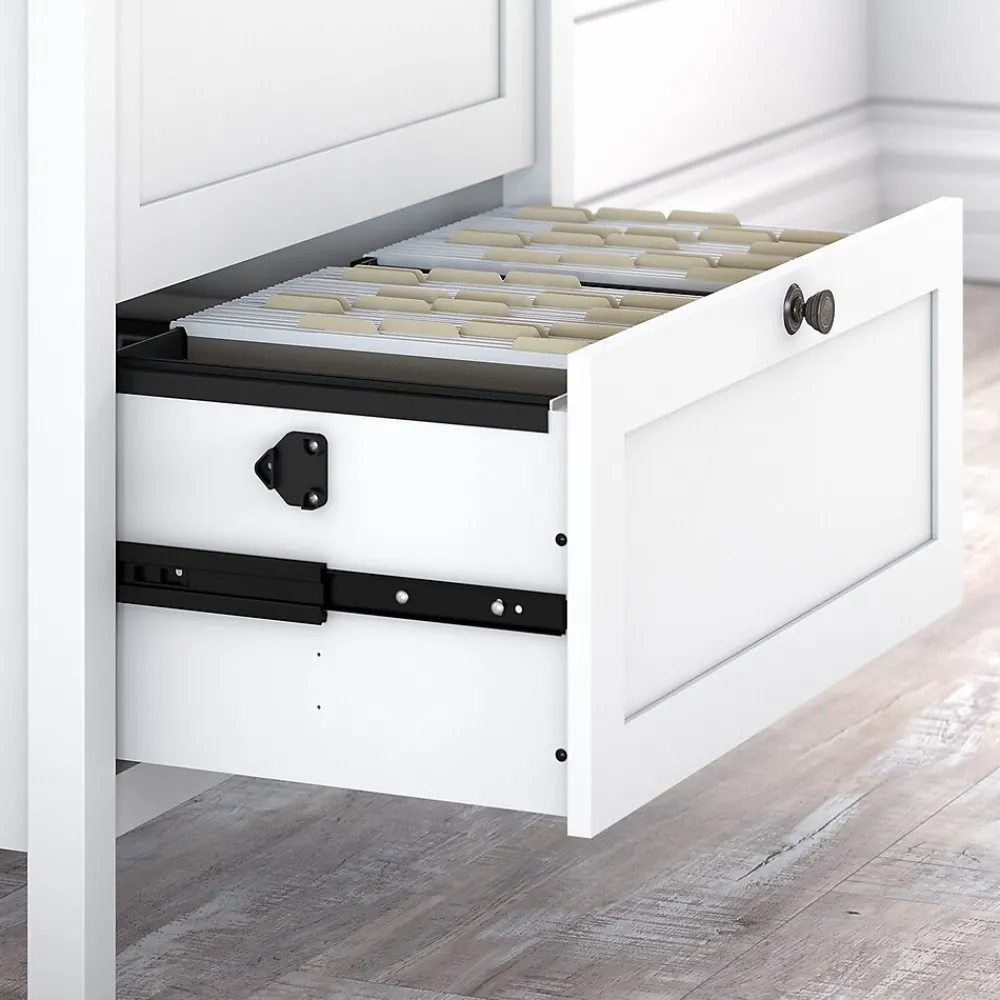 Bookcases*Bush Furniture Mayfield 2-Shelf 66"H Standard Bookcase with Drawers, Pure White/Shiplap Gray (MAY018GW2)