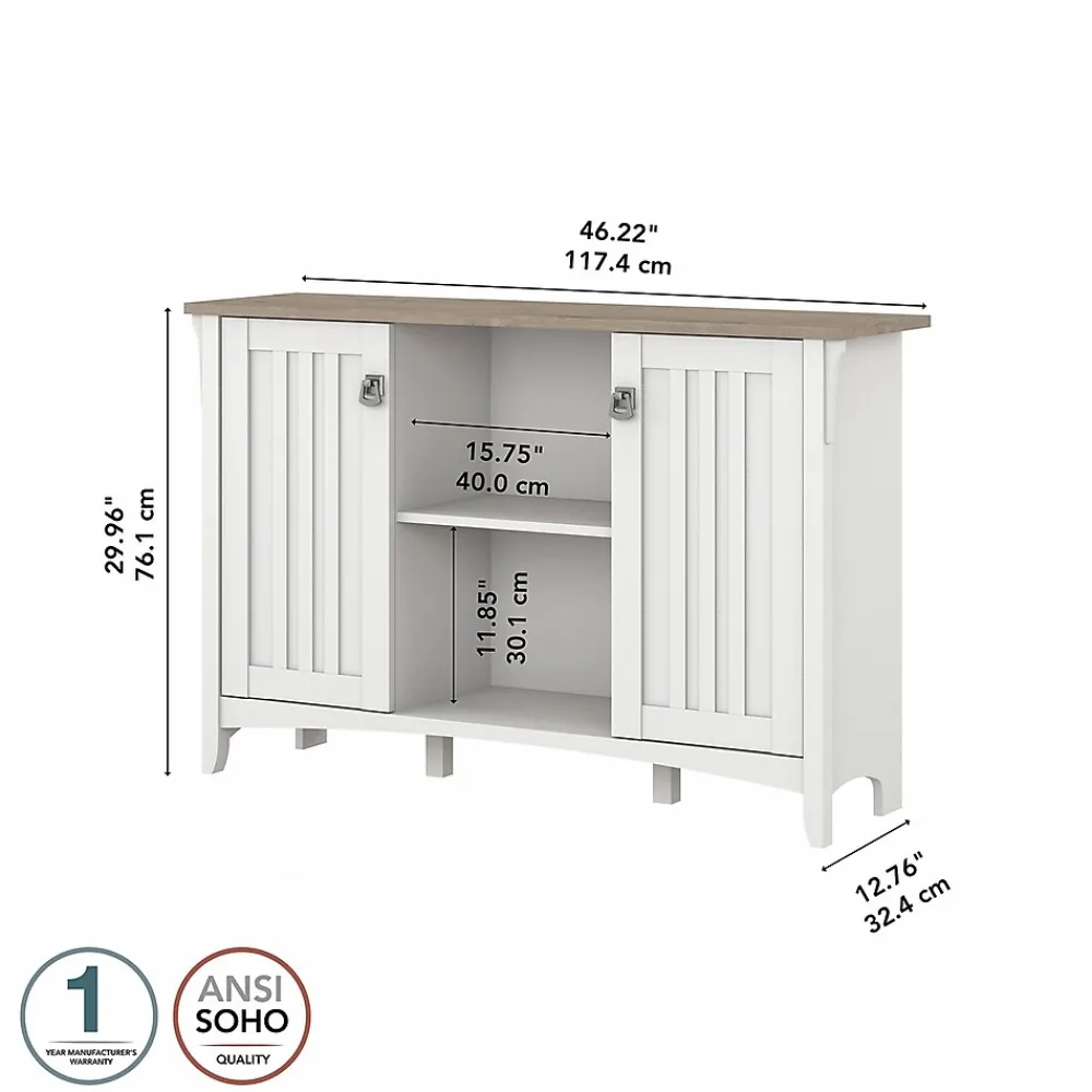 Storage Cabinets*Bush Furniture Salinas 29.96" Accent Storage Cabinet with 3 Shelves, (SAS147G2W-03) Shiplap Gray/Pure White