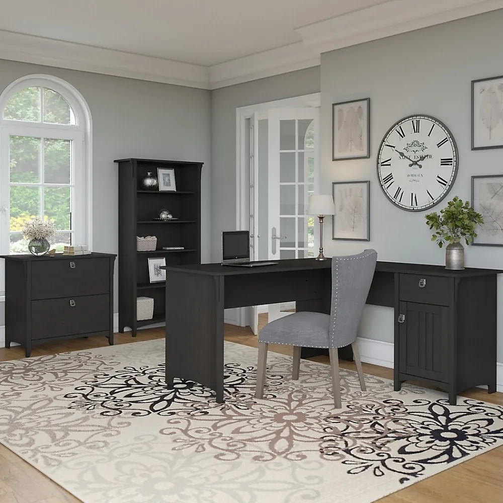 L-Desks*Bush Furniture Salinas 60"W L Shaped Desk with Storage, (SAD160VB-03) Vintage Black