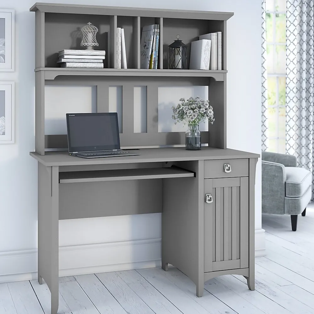 Office Desks*Bush Furniture Salinas 48"W Small Computer Desk with Hutch, (MY72308-03) Cape Cod Gray