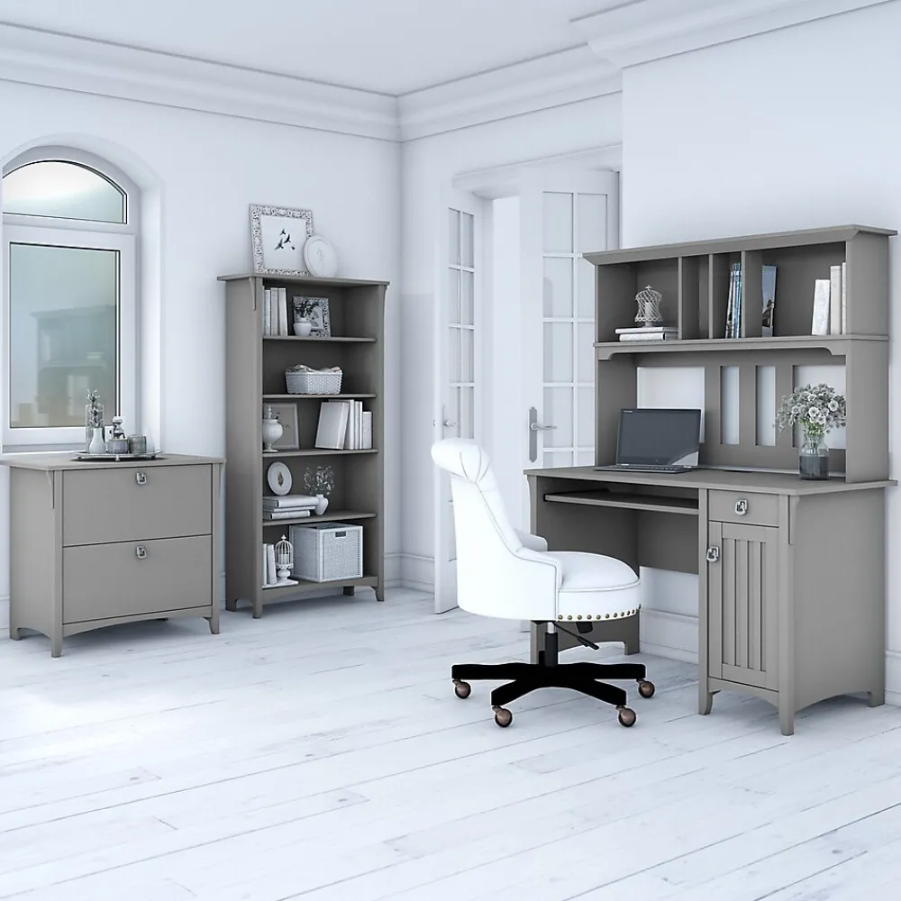 Office Desks*Bush Furniture Salinas 48"W Small Computer Desk with Hutch, (MY72308-03) Cape Cod Gray