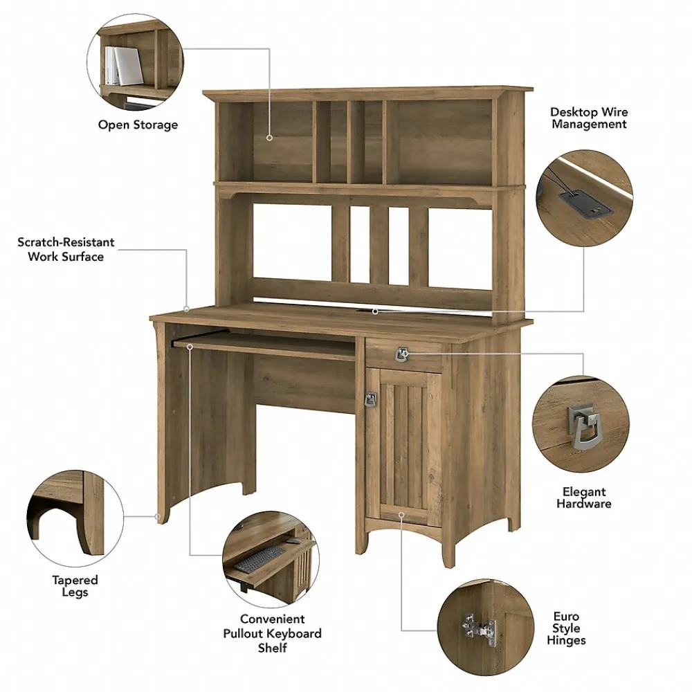 Computer Desks*Bush Furniture Salinas 48"W Small Computer Desk with Hutch, (MY72408-03) Reclaimed Pine