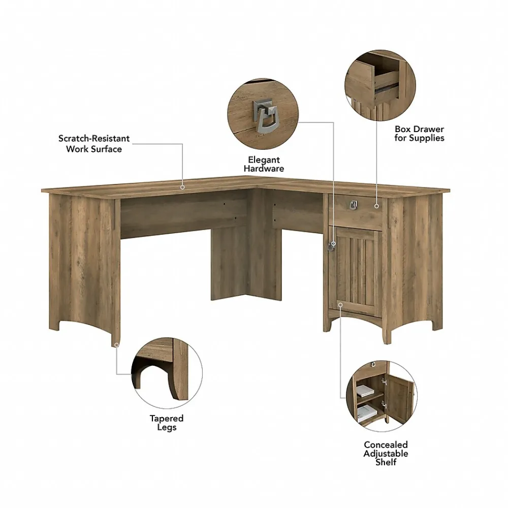 Computer Desks*Bush Furniture Salinas 60"W L Shaped Desk with Storage, (SAD160RCP-03) Reclaimed Pine