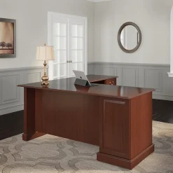 Corner Desks*Bush Furniture Saratoga 66"W L Shaped Computer Desk with Drawers, Harvest Cherry (EX45670-03K)