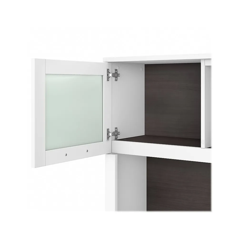 L-Desks*Bush Furniture Somerset 60" L-Shaped Desk with Hutch, (SET002SGWH) Storm Gray/White