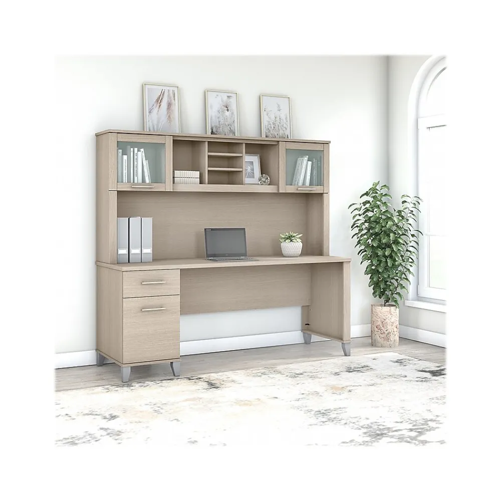 Computer Desks*Bush Furniture Somerset 72" Computer Desk with Drawers and Hutch, (SET018SO) Sand Oak