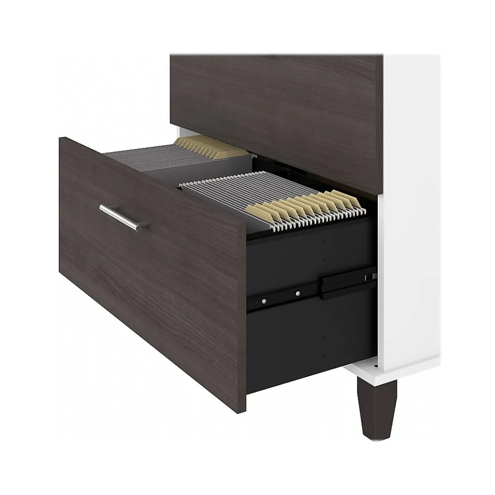 File Cabinets*Bush Furniture Somerset 2-Drawer Lateral File Cabinet, Letter/Legal, , 30" (WC81080) Storm Gray/White
