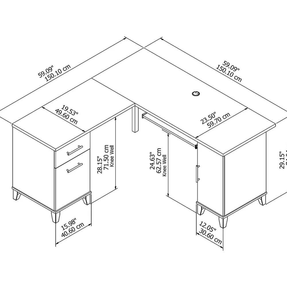 Office Desks*Bush Furniture Somerset 60"W L Shaped Desk with Storage, (WC81830K) Mocha Cherry