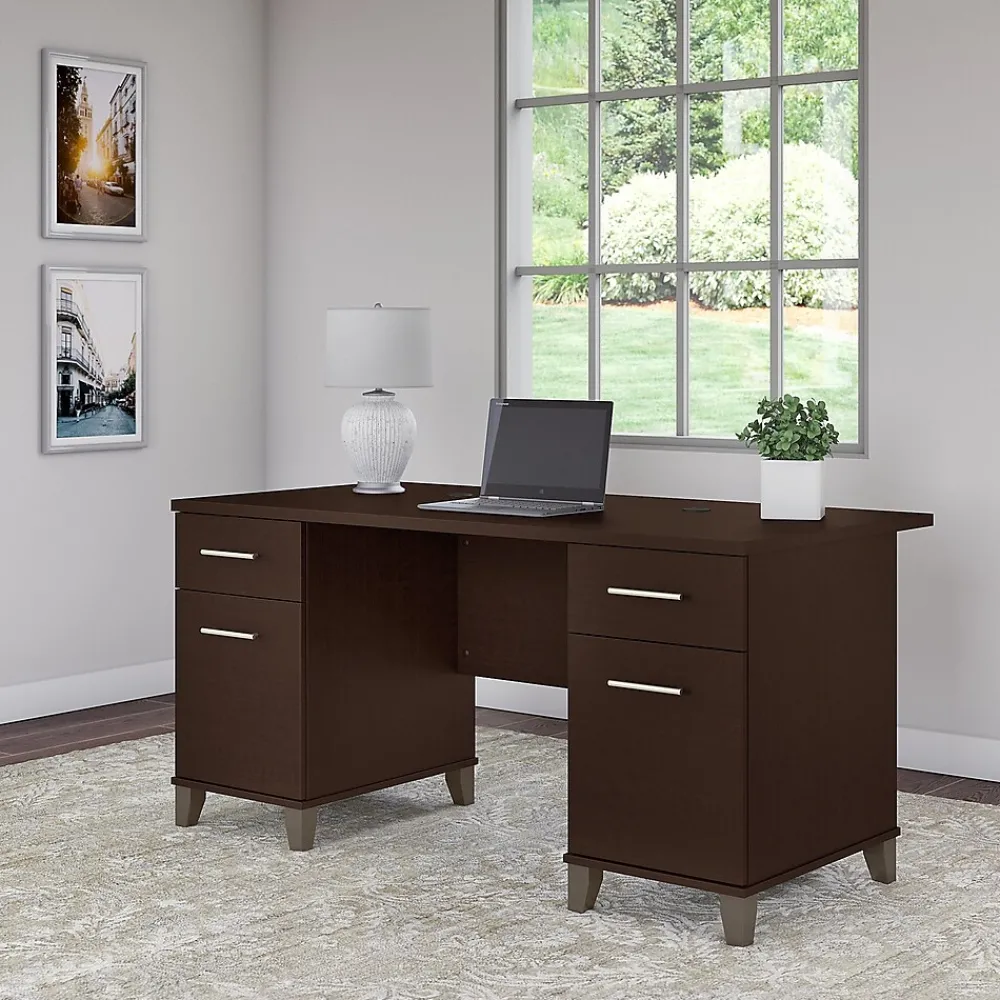 Computer Desks*Bush Furniture Somerset 60"W Office Desk with Drawers, (WC81828K) Mocha Cherry