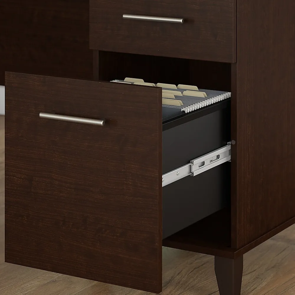 Office Desks*Bush Furniture Somerset 60"W Office Desk with Lateral File Cabinet and 5 Shelf Bookcase, (SET013MR) Mocha Cherry