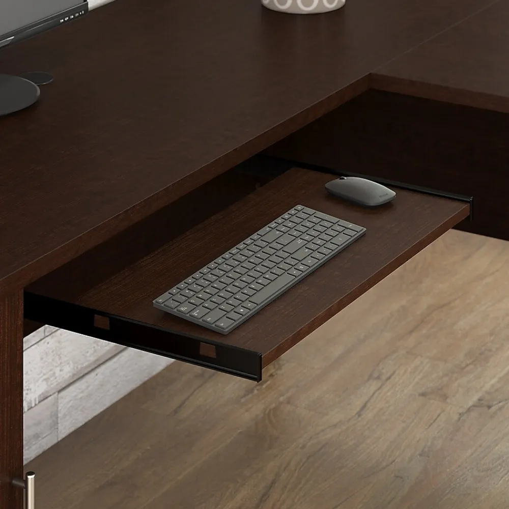 L-Desks*Bush Furniture Somerset 72"W L Shaped Desk with Hutch, Lateral File Cabinet and Bookcase, (SET012MR) Mocha Cherry