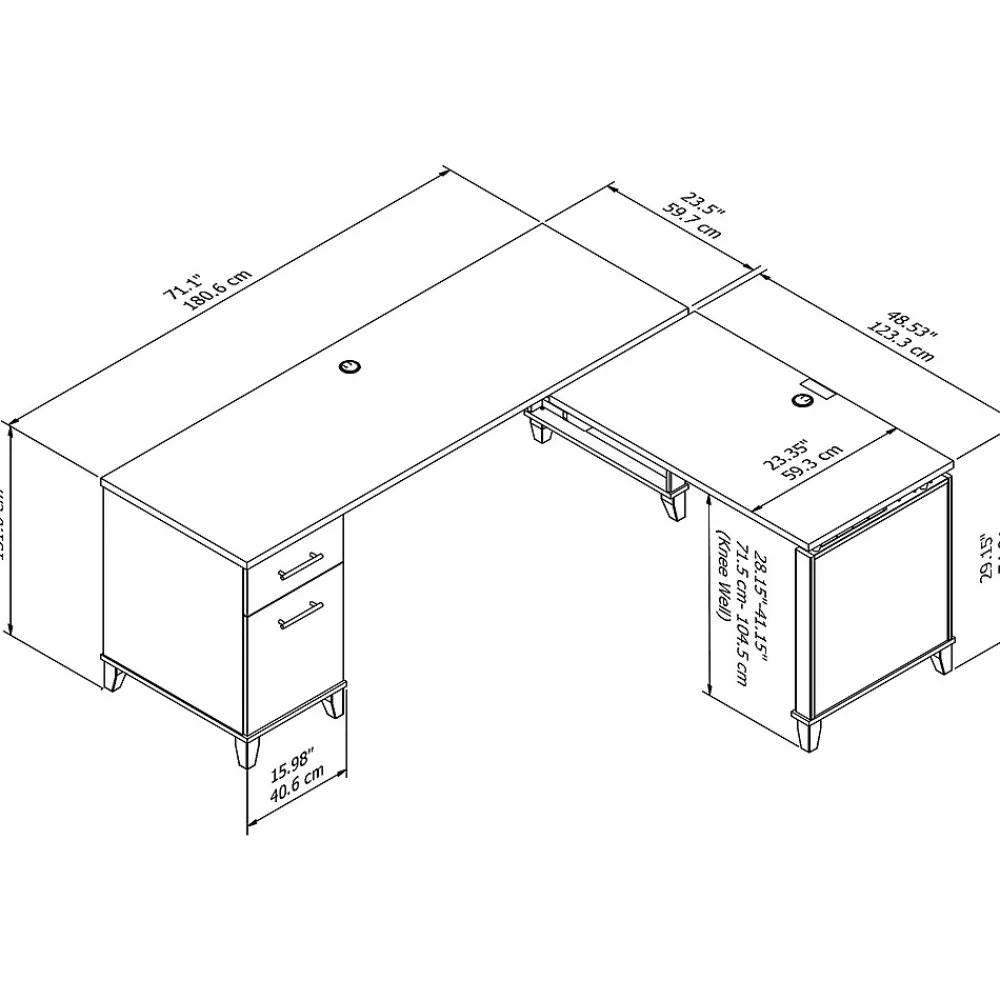 L-Desks*Bush Furniture Somerset 72"W 3 Position Sit to Stand L Shaped Desk, (SET014HC) Hansen Cherry