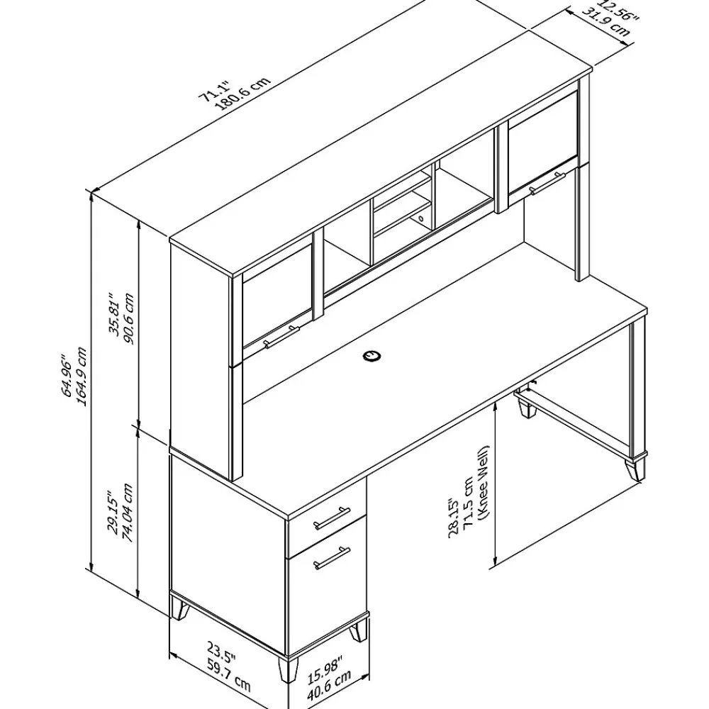 Computer Desks*Bush Furniture Somerset 72"W Office Desk with Drawers and Hutch, (SET018MR) Mocha Cherry