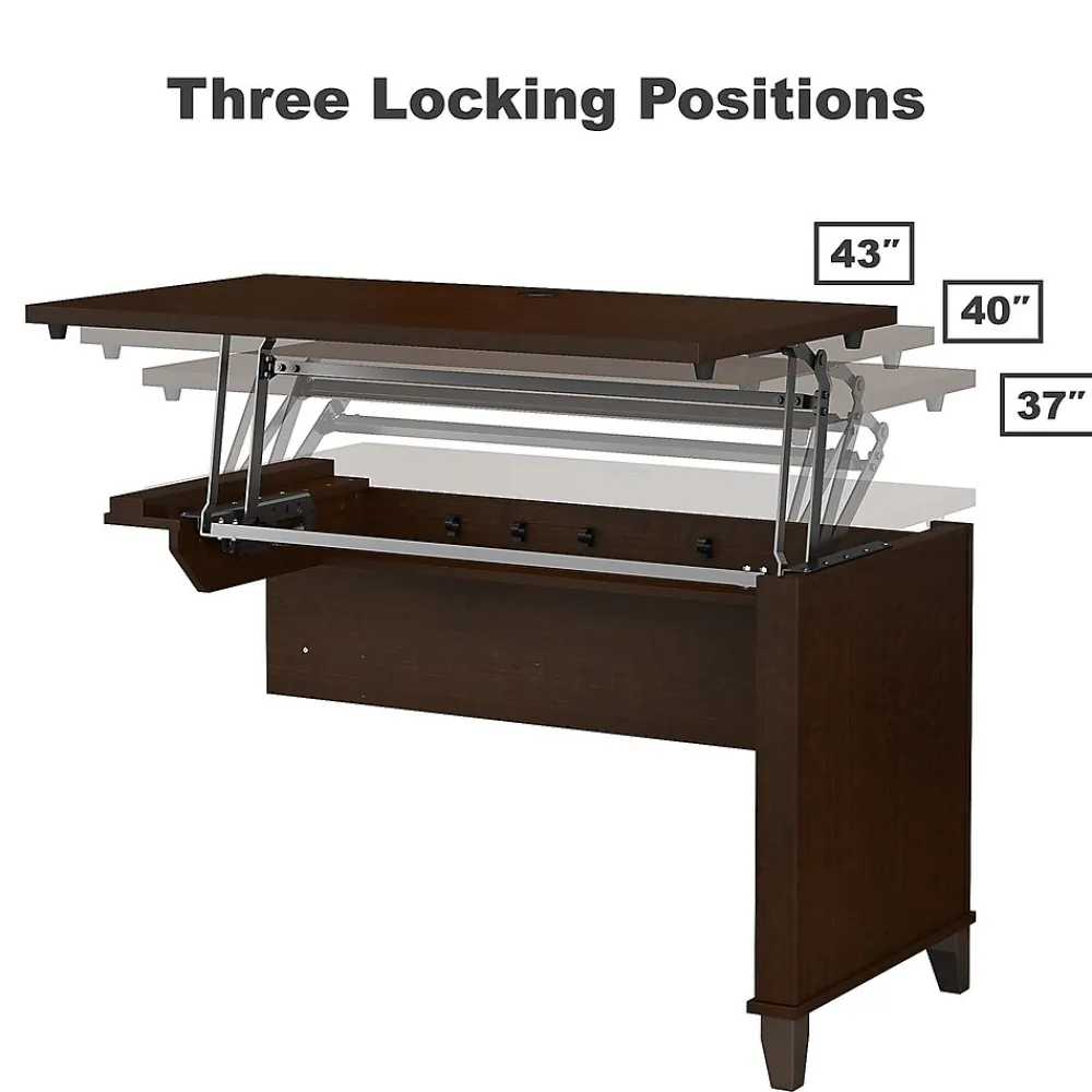 L-Desks*Bush Furniture Somerset 72"W 3 Position Sit to Stand L Shaped Desk, (SET014MR) Mocha Cherry
