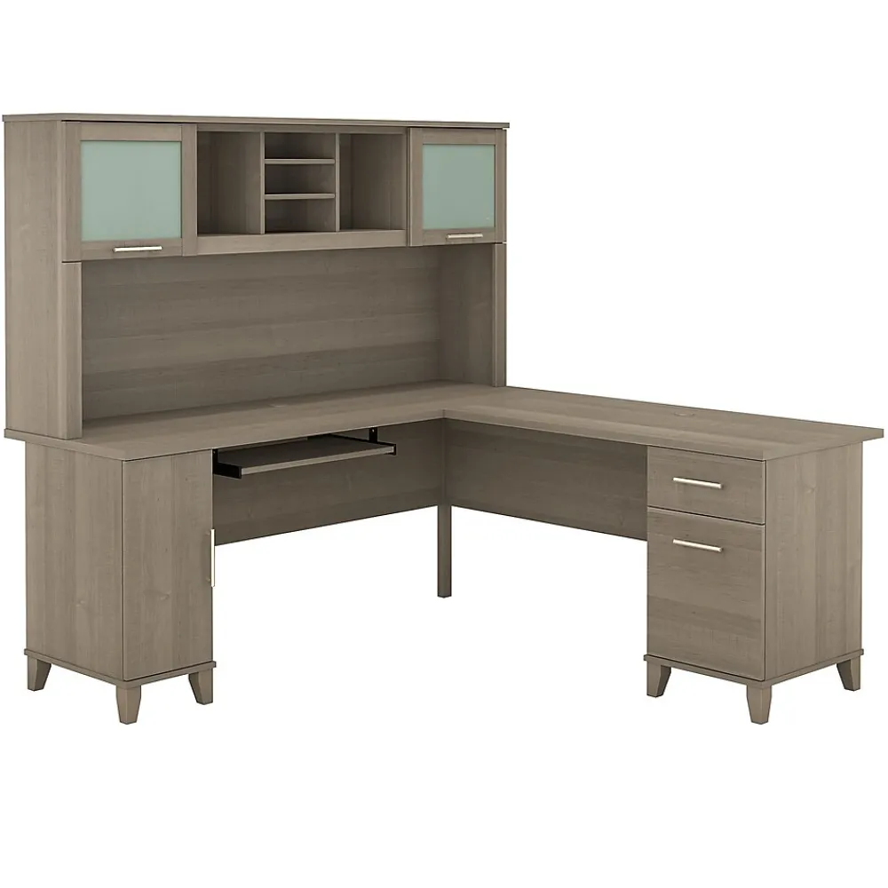 L-Desks*Bush Furniture Somerset 72"W L Shaped Desk with Hutch, (SET001AG) Ash Gray