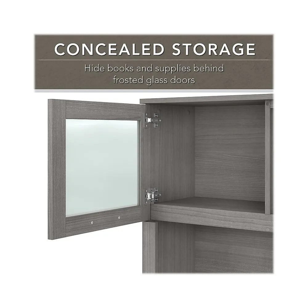 L-Desks*Bush Furniture Somerset 72"W L Shaped Desk with Hutch and 5 Shelf Bookcase, (SET011PG) Platinum Gray