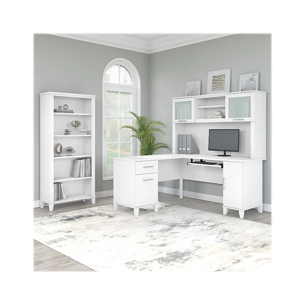 L-Desks*Bush Furniture Somerset 60"W L Shaped Desk with Storage, (WC81930K) White