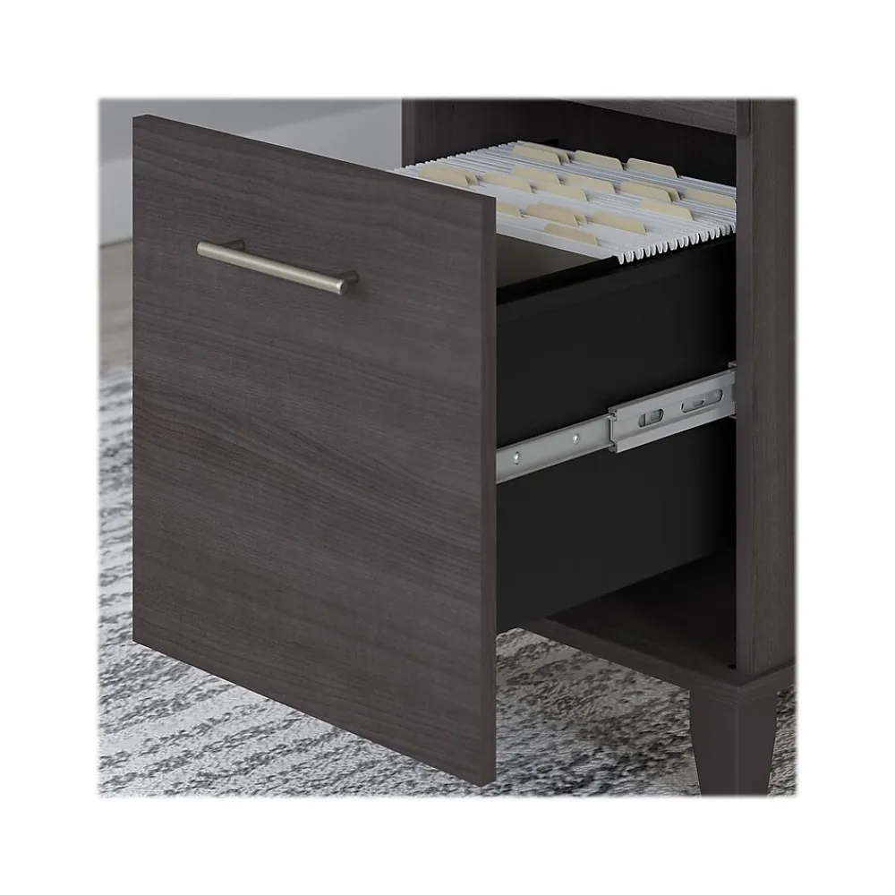 L-Desks*Bush Furniture Somerset 72"W 3 Position Sit to Stand L Shaped Desk with Hutch and File Cabinet, (SET016SG) Storm Gray